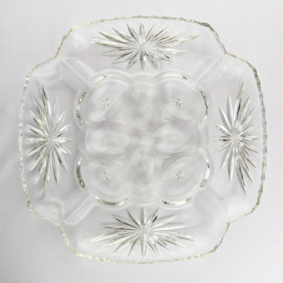 Vtg Clear Glass Square Platter Anchor Hocking EAPC 12" Deviled Egg Plate 1960s - Picture 2 of 6